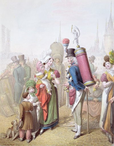The Pont Notre-Dame, ca. 1810 (wc på papir) av Georg Emanuel Opitz