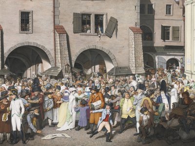 Travle markedsplassen, Praha, 1804 av Georg Emanuel Opiz