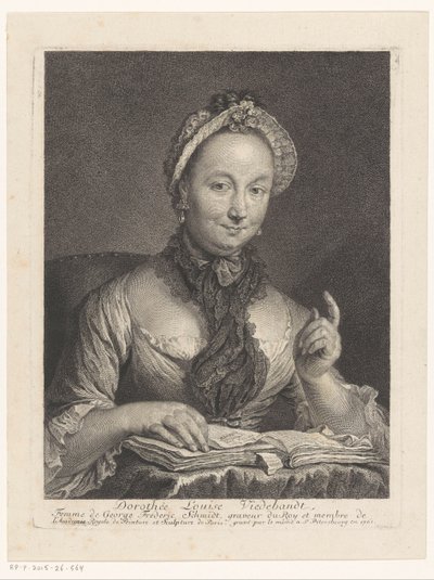 Portrett av Dorothée Louise Viedebandt, kone til kunstneren Georg Friedrich Schmidt Dorothée Louise Viedebandt, Femme de George Frederic Schmidt (tittel på objekt) av Georg Friedrich Schmidt