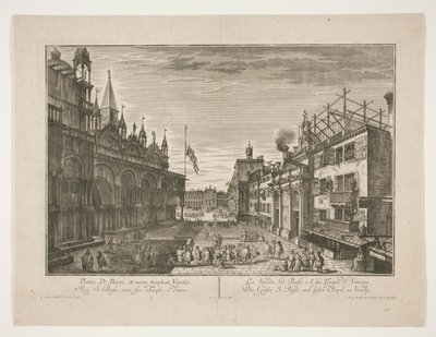 Street Saint Bassi og dens tempel i Venezia av Georg Gottfried Winckler