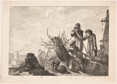 Tre bønder i et landskap av Georg Haas