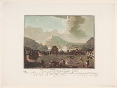 Utsikt over et torg i Bergen by av Georg Haas