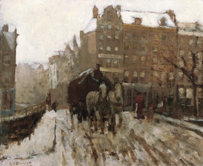 Bro over Singel-kanalen ved Paleisstraat, Amsterdam, ca. 1895-1900 av Georg Hendrik Breitner