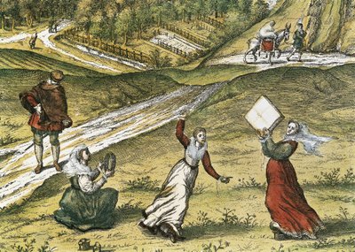 Andalus dansører Detalj av Grenada, i bind 1 "Civitatis Orbis Terrarum" (Tetraum orbis terrarum). Eau forte en couleurs av Abraham Ortelius (1527-1598), George Braun (1541-1622) og Franz Hogenberg (1535-1590), utgitt i 1572-1617. Historiske arkiv av Georg Hogenberg Franz and Ortelius Abraham Braun