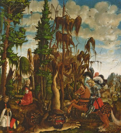 St. George redder prinsessen fra dragen, 1520 av Georg Lemberger
