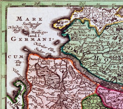 Detalj av Helgoland fra et kart over Nord-Tyskland av Georg Matthäus Seutter