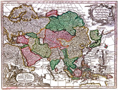 Kart over Asia av Georg Matthäus Seutter