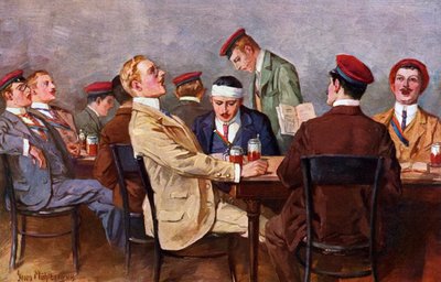 Fraternities - Drikker øl og synger, ca. 1900 (illustrasjon) av Georg Muhlberg