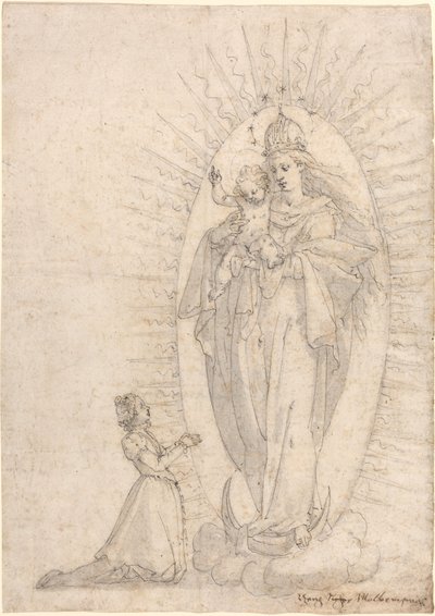 Madonna og barn viser seg for en anmoder av Georg Neher
