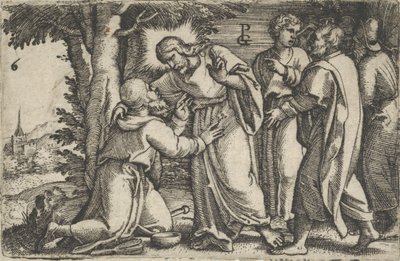 Kristus helbreder den spedalske, fra historien om Kristus, 1534-35. av Georg Pencz