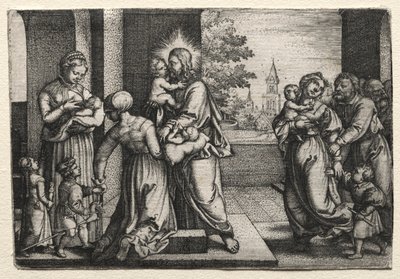 Kristus med små barn, ca. 1548. av Georg Pencz