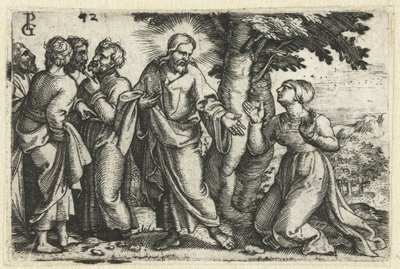 Kristus helbreder den blødende kvinnen Life of Christ (serietittel) av Georg Pencz