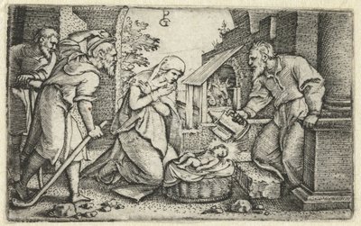 Fødsel og tilbedelse av Shepherds Life of Christ (serietittel) av Georg Pencz