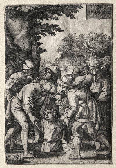 Joseph senket ned i en brønn, 1546. av Georg Pencz