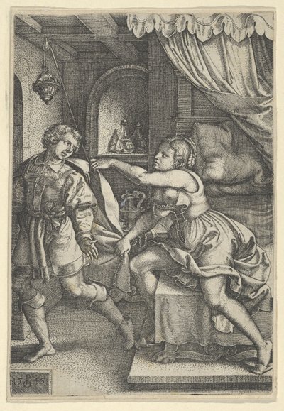 Josef og Potifars kone, fra historien om Josef, 1546. av Georg Pencz