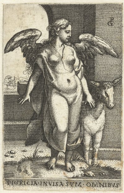 Luiheid (Pigritia Acedia) Pigricia invisa tang omnibus (tittel på objekt) Zeven Hoofdzonden (serietittel) av Georg Pencz
