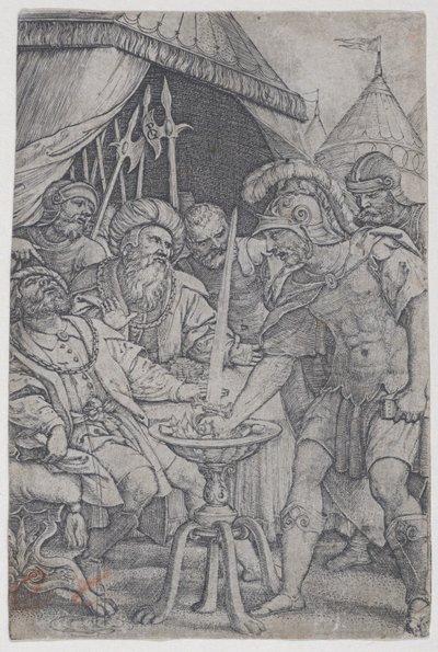 Mucius Scaevola og Porsenna, fra Roman Heroes, 1535., 1535. av Georg Pencz