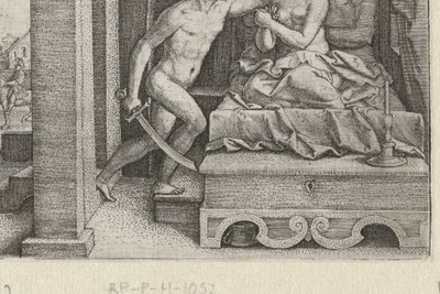 Sextus voldtar Lucretia under trussel om sverd Historier fra tidlig romersk historie (serietittel) av Georg Pencz