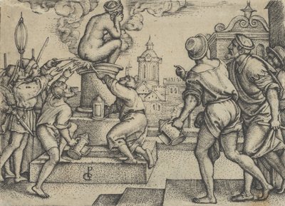 The Courtesan Punished, fra The Story of the Magician Virgil. av Georg Pencz