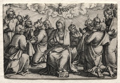 Jesu Kristi liv: Den hellige ånds nedstigning, ca. 1534-35. av Georg Pencz
