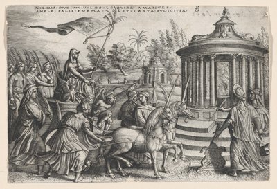 Kyskhetens triumf på kjærligheten, fra Petrarkas triumfer. av Georg Pencz