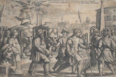 The Triumph of Fame on Chastity, fra The Triumphs of Petrarch. av Georg Pencz
