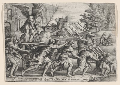 The Triumph of Time on Fame, fra The Triumphs of Petrarch. av Georg Pencz
