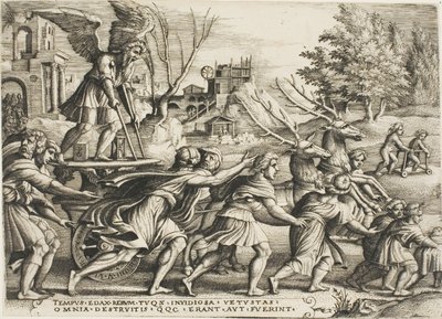 The Triumph of Time, plate fire fra The Triumphs of Petrarch av Georg Pencz