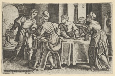 Tobias forlater bordet, fra The Story of Tobias, 1543. av Georg Pencz