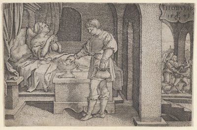 Tobiolus gjør et soningsoffer, fra The Story of Tobias, 1543. av Georg Pencz