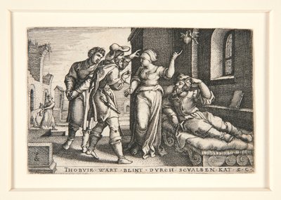 Tobit Blinded, pl. 3 fra serien The Story of Tobit av Georg Pencz