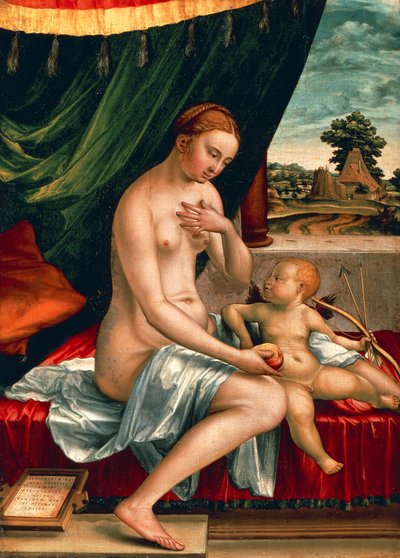 Venus og Amor av Georg Pencz (ca 1500-1550), olje på panel, 47x34 cm, ca 1528 av Georg Pencz