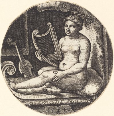 Kvinne med en harpe av Georg Pencz