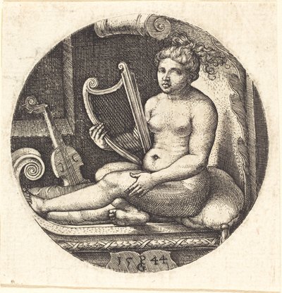 Kvinne med en harpe av Georg Pencz