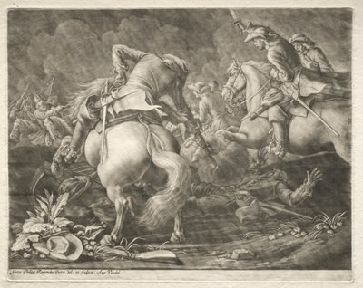 Tredning mellom prøyssiske og ungarske husarer av Georg Philipp I Rugendas