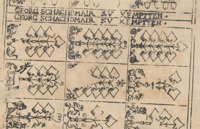 Ark med spillekort, 1575-1600. av Georg Schachomair
