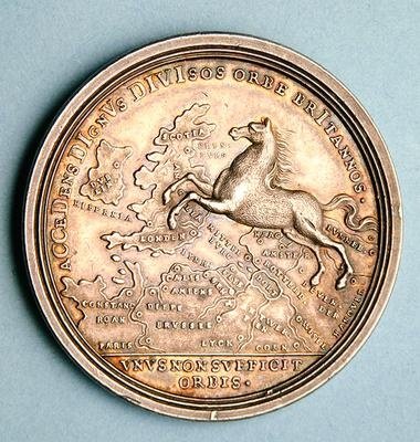 Medalje til minne om tiltredelsen av George I av Georg Wilhelm Vestner