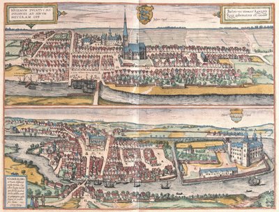 Husum, Tyskland, illustrasjon fra av Georg Braun und Franz Hogenberg