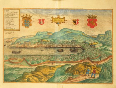 Bergen fra Cities of the World av Georg Braun av Georg Braun and Hogenberg Franz