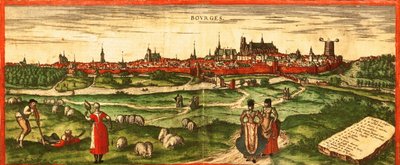 Bourges, - Römische Stadt von Georg and Hogenberg Franz (1535-90) Braun
