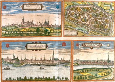 Kleve, Duisburg, Emmerich, Genappe, Deutschland, Belgien von Georg and Hogenberg Franz (1535-90) Braun