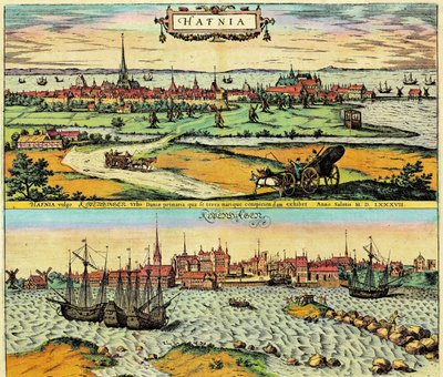 Hafnia/Kobenhavn, Denmark av Georg Braun and Hogenberg Franz