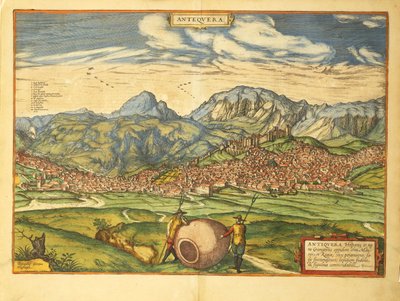 Kart over Antequera fra World Cities av Georg Braun av Georg Braun and Hogenberg Franz