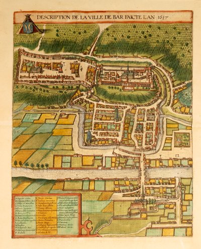 Kart over Bar-Le-Duc fra World Cities av Georg Braun av Georg Braun and Hogenberg Franz