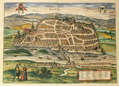 Kart over Blois fra Cities of the World av Georg Braun av Georg Braun and Hogenberg Franz