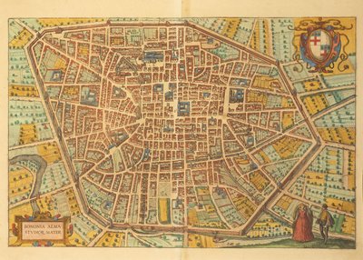 Kart over Bologna fra Cities of the World av Georg Braun av Georg Braun and Hogenberg Franz
