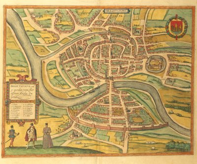 Kart over Bristol fra World Cities av Georg Braun av Georg Braun and Hogenberg Franz