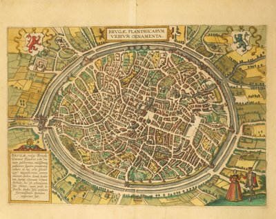 Kart over Brugge fra verdensbyer av Georg Braun av Georg Braun and Hogenberg Franz