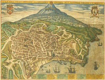 Kart over Catania fra Cities of the World av Georg Braun av Georg Braun and Hogenberg Franz