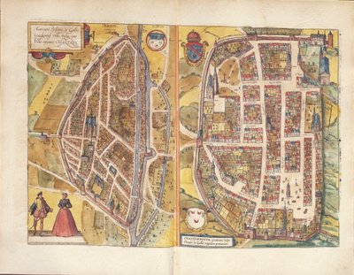 Kart over Chateaudun og Chartres, Frankrike, fra Civitates Orbis Terrarum av Georg Braun av Georg Braun and Hogenberg Franz